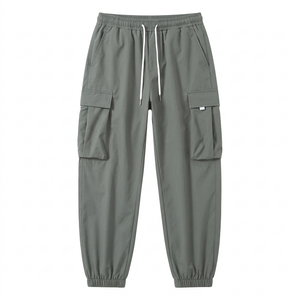 Gray cargo pants, garment-only full view