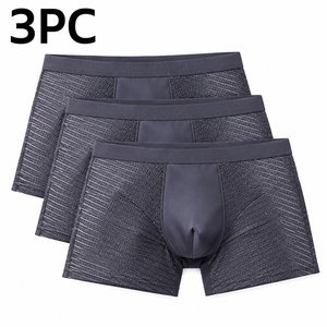 Grey Ice Silk Boxer Briefs 3PC