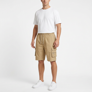 Khaki work shorts on a male model