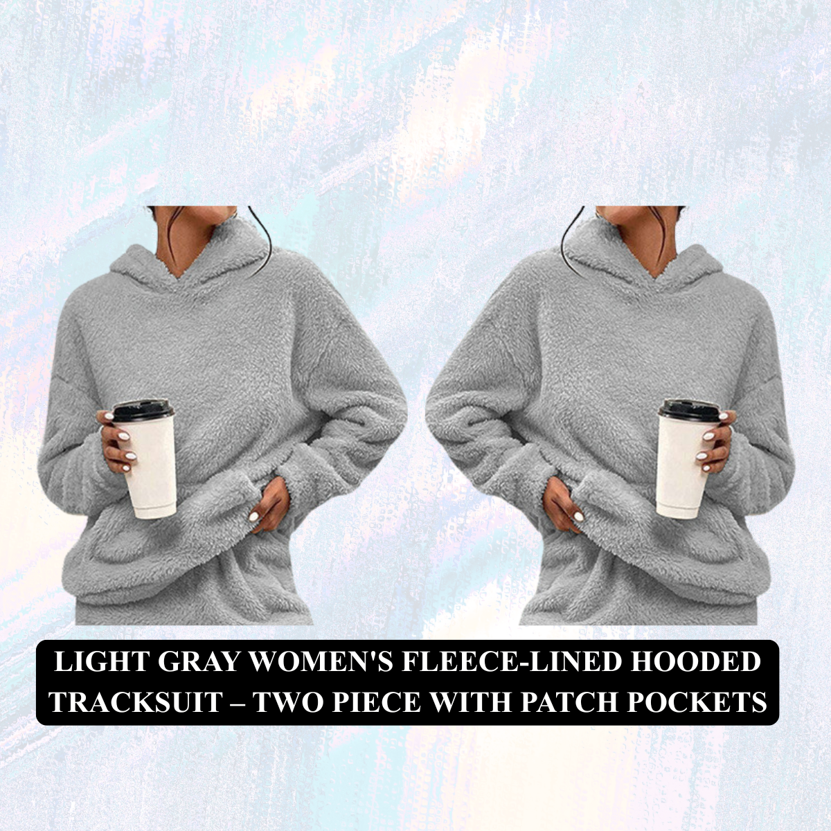 Women's Fleece-Lined Hooded Tracksuit – Two Piece with Patch Pockets