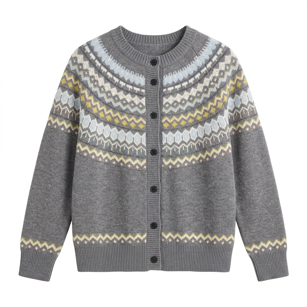 Medium Gray cardigan on white background