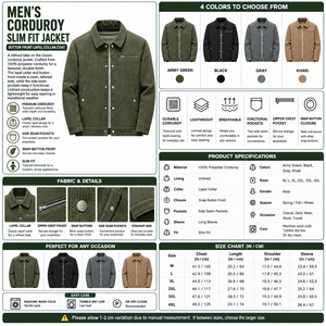 Men’s corduroy jacket infographic