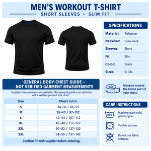 Men’s workout T-shirt infographic