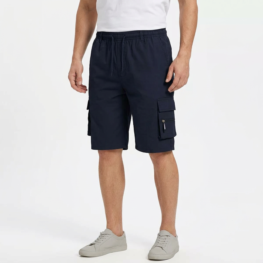 Navy Blue shorts on a male model