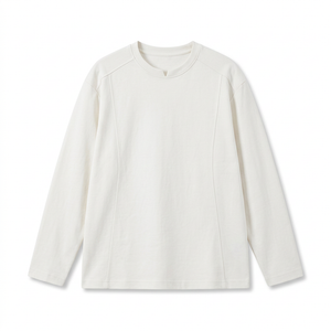 Off-white notched-neck shirt, model removal
