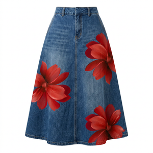 Red floral skirt product-only image