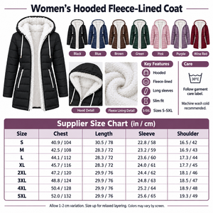 Remade square hooded fleece-lined coat infographic
