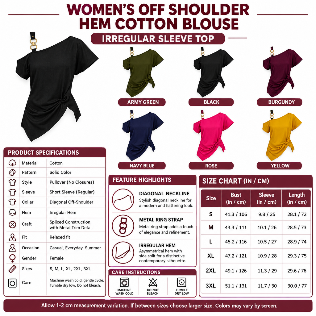 Replacement square Off Shoulder Cotton Blouse infographic