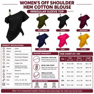 Replacement square Off Shoulder Cotton Blouse infographic