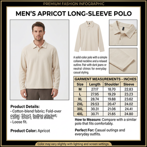 Square Apricot long-sleeve polo infographic