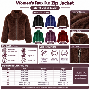 Square faux-fur zip jacket infographic