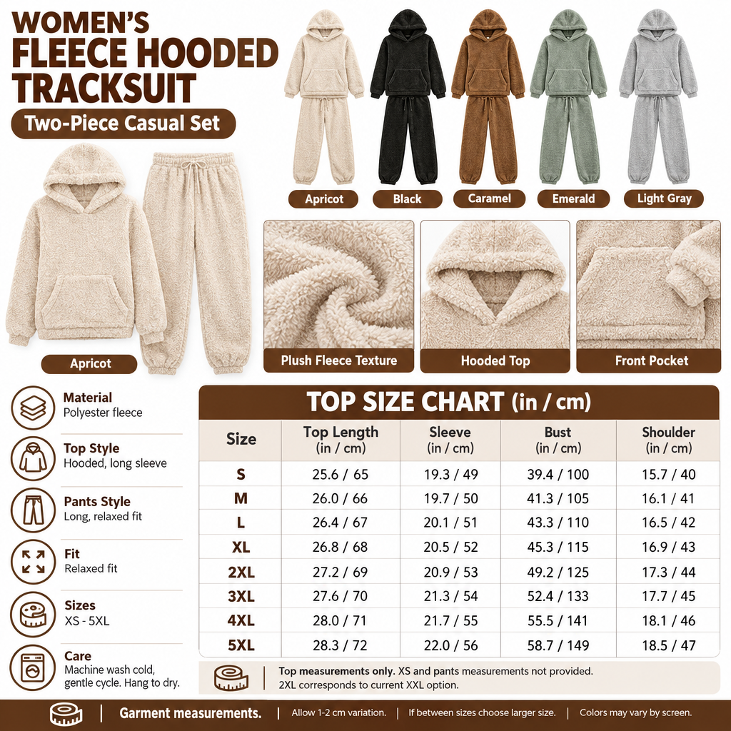 Square fleece hooded tracksuit infographic