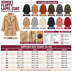 Square fluffy lapel coat infographic