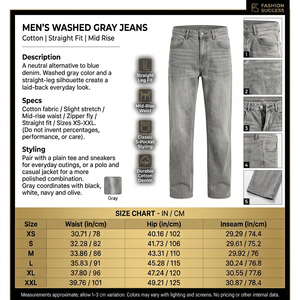 Square jeans infographic with product-only images and a white background