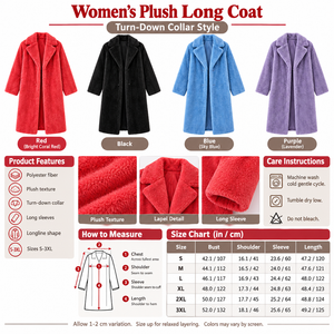 Square plush long coat infographic