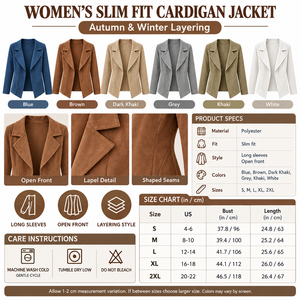 Square slim-fit cardigan jacket infographic