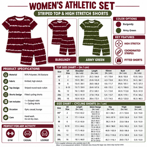 Square Women's Athletic Striped Top and Shorts Set infographic