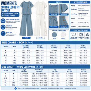 Square Women's Cotton Loose Fit Suit Set infographic