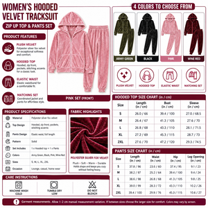 Square Women's Hooded Velvet Tracksuit infographic