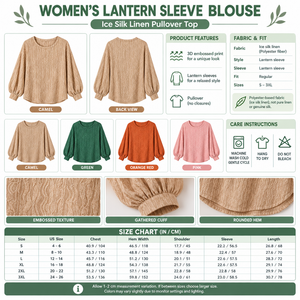Square Women's Ice Silk Lantern Sleeve Blouse infographic