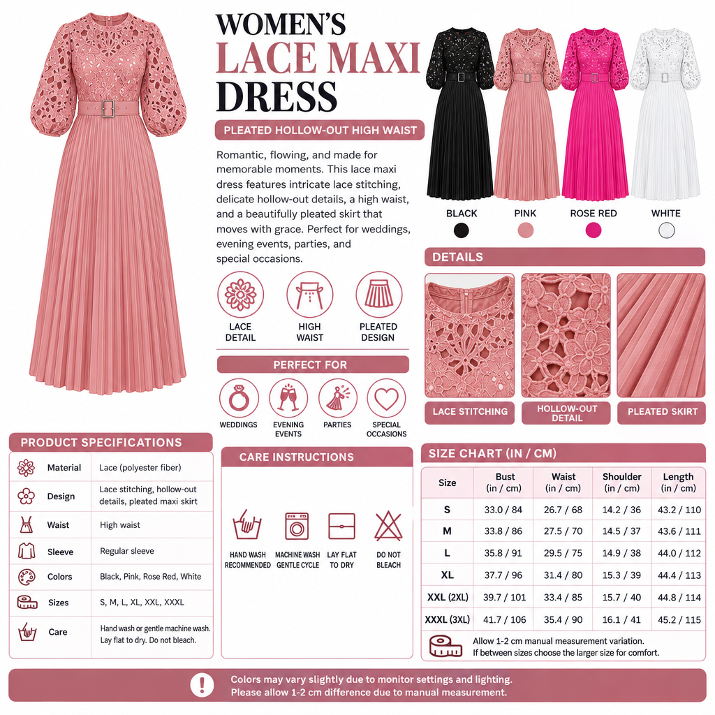 Square Women's Lace Maxi Dress infographic