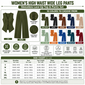 Square Women's Lace-Up Top and Wide Leg Pants infographic