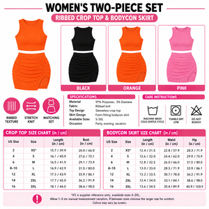 Square Women's Ribbed Crop Top and Bodycon Skirt infographic