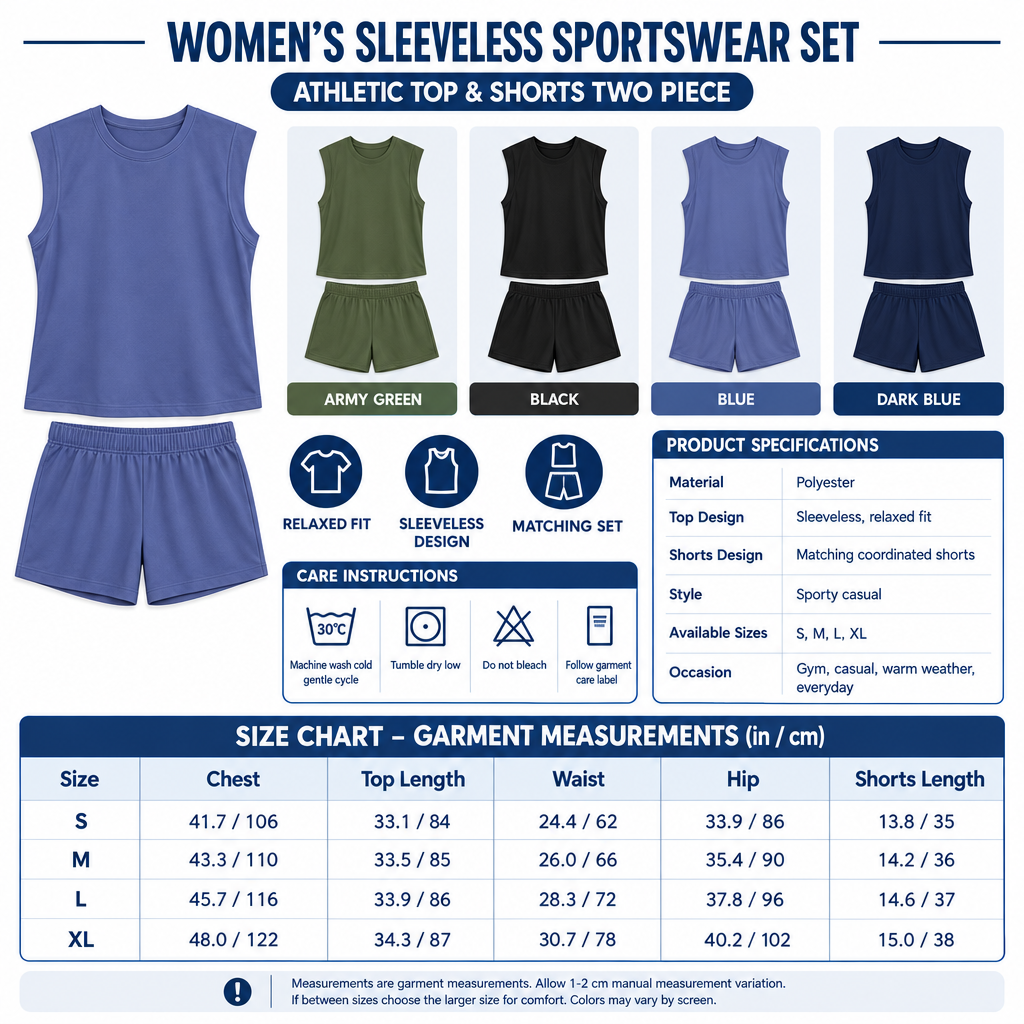 Square Women's Sleeveless Sportswear Set infographic