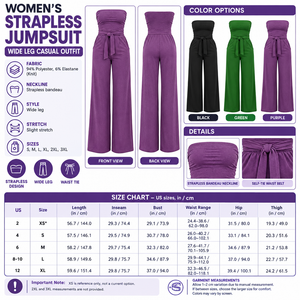 Square Women's Strapless Wide Leg Jumpsuit infographic