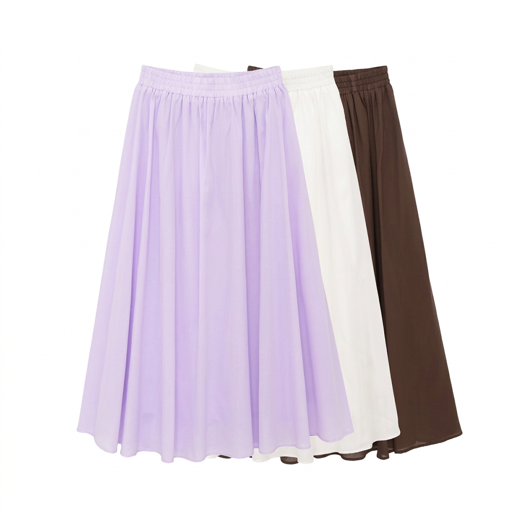 Three-color skirt image with hangers removed