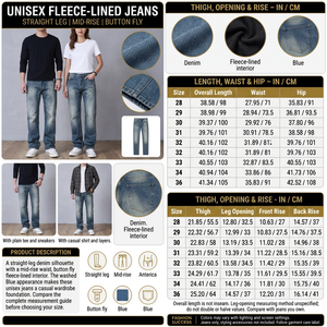 Unisex Blue straight-leg jeans detailed infographic