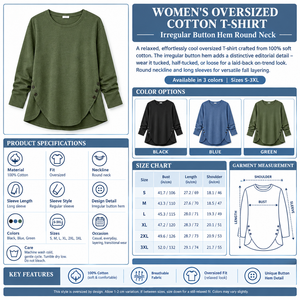 Women's Oversized Cotton T-Shirt Infographic - No Model