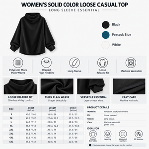 Women's Solid Color Loose Casual Top Infographic