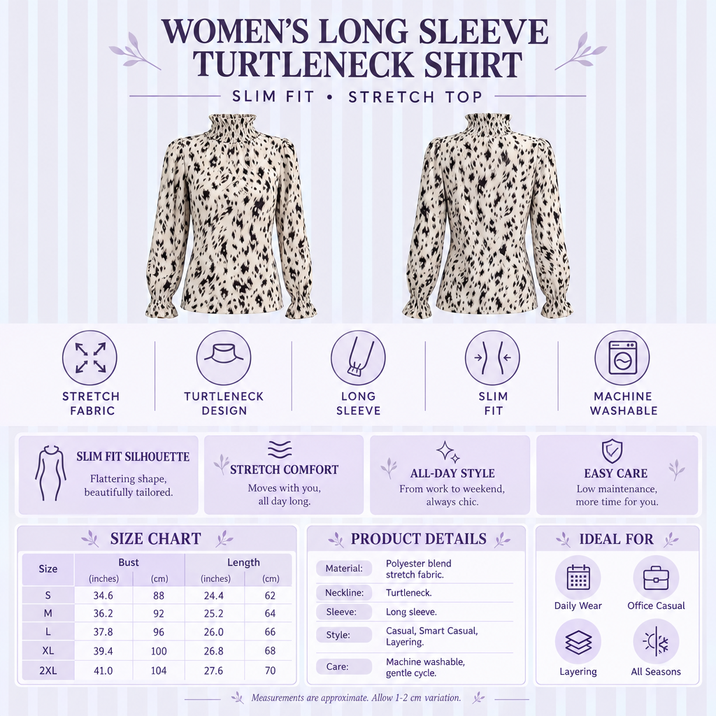 Women's Turtleneck Shirt Infographic